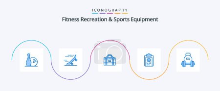 Illustration for Fitness Recreation And Sports Equipment Blue 5 Icon Pack Including training. plan. skateboard. coach. sports - Royalty Free Image