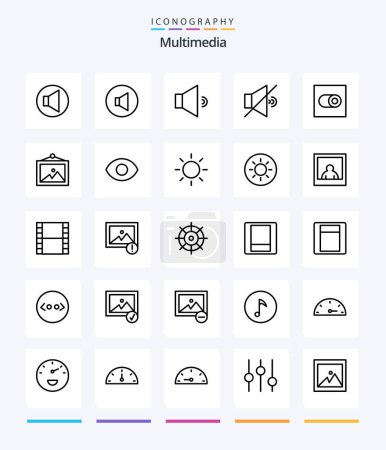 Illustration for Creative Multimedia 25 OutLine icon pack  Such As woman. sun. toggle. brightness. eye - Royalty Free Image