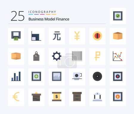 Illustration for Finance 25 Flat Color icon pack including box. finance. money. coin. yen - Royalty Free Image