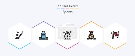 Ilustración de Sports 25 FilledLine icon pack including first. award. cold. time. quarter - Imagen libre de derechos