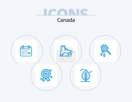 Illustration for Canada Blue Icon Pack 5 Icon Design. healthy. scandinavia. calendar. ice skates. arctic - Royalty Free Image