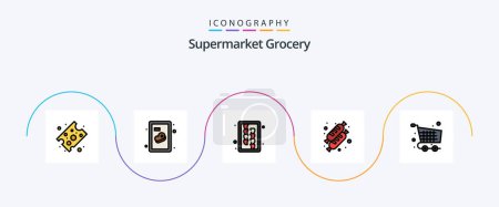 Ilustración de Grocery Line Filled Flat 5 Icon Pack Including checkout. shopping. kitchen utensils. checkout. food - Imagen libre de derechos