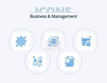 Illustration for Business And Management Blue Icon Pack 5 Icon Design. . schedule. gear. gear. user - Royalty Free Image