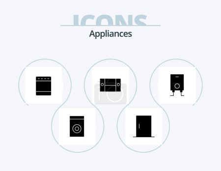 Illustration for Appliances Glyph Icon Pack 5 Icon Design. water. boiler. gas. home appliances. desk - Royalty Free Image