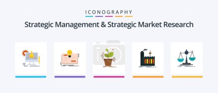 Illustration for Strategic Management And Strategic Market Research Flat 5 Icon Pack Including law. smoke. plant. business. mill. Creative Icons Design - Royalty Free Image