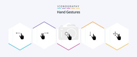 Téléchargez les illustrations : Hand Gestures 25 Glyph icon pack including gesture. hand. hand. gestures. finger - en licence libre de droit