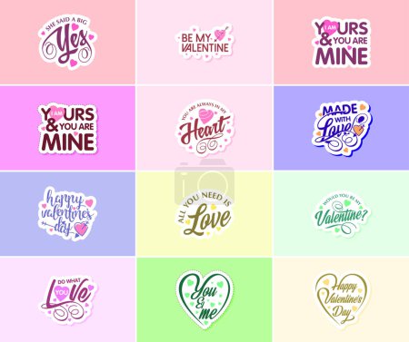 Téléchargez les illustrations : Valentine's Day: A Time for Passion and Beautiful Designs Stickers - en licence libre de droit