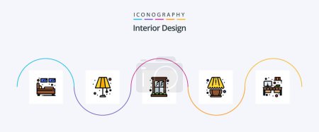 Illustration for Interior Design Line Filled Flat 5 Icon Pack Including lighting. lamp. lighting home. home decorate. home - Royalty Free Image