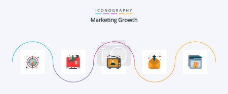 Téléchargez les illustrations : Marketing Growth Flat 5 Icon Pack Including mailing. email. growth. contact. man - en licence libre de droit