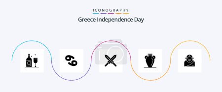 Illustration for Greece Independence Day Glyph 5 Icon Pack Including mythology. god. ireland. vase. history - Royalty Free Image