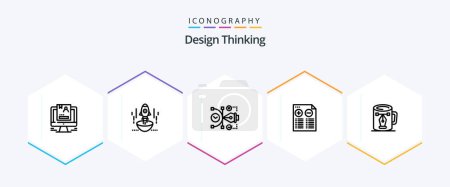 Illustration for Design Thinking 25 Line icon pack including music. editable. startup. digital. vector - Royalty Free Image