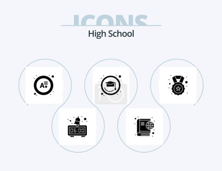 Illustration for High School Glyph Icon Pack 5 Icon Design. . star. grade. reward. graduation cap - Royalty Free Image