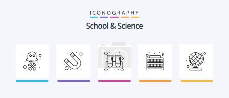 Téléchargez les illustrations : School And Science Line 5 Icon Pack Including research. time. fan. school. books. Creative Icons Design - en licence libre de droit
