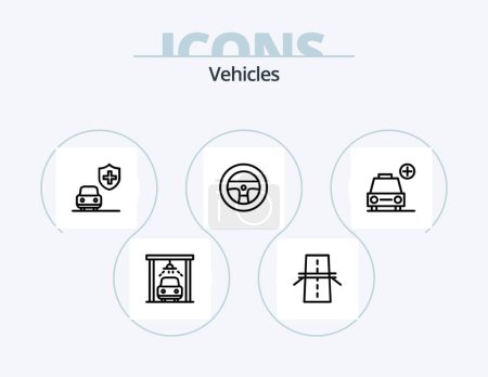Illustration for Vehicles Line Icon Pack 5 Icon Design. car. highway. car. grid. construction - Royalty Free Image