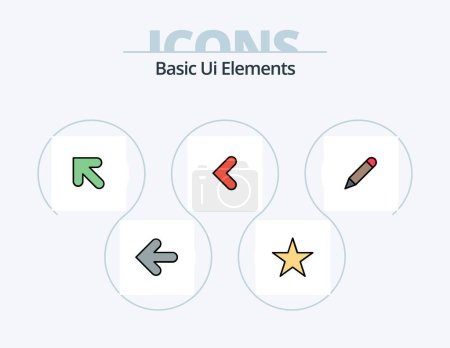 Téléchargez les illustrations : Basic Ui Elements Line Filled Icon Pack 5 Icon Design. right. cross. arrow. close. delete - en licence libre de droit