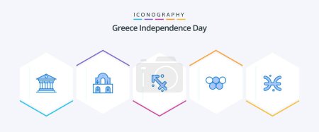 Illustration for Greece Independence Day 25 Blue icon pack including horoscope. olympic games. astrology. greek. ancient - Royalty Free Image