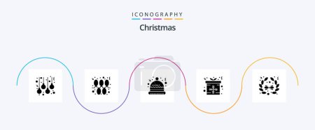 Ilustración de Christmas Glyph 5 Icon Pack Including decoration. bow. christmas. gift. box - Imagen libre de derechos