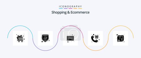 Ilustración de Shopping And Ecommerce Glyph 5 Icon Pack Including package. shop. barcode. checkout. cart - Imagen libre de derechos