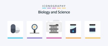 Téléchargez les illustrations : Biology Flat 5 Icon Pack Including . flask. chemistry. bottle. drop. Creative Icons Design - en licence libre de droit