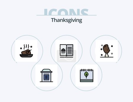 Illustration for Thanksgiving Line Filled Icon Pack 5 Icon Design. fall. buckle. thanksgiving. autumn. mail - Royalty Free Image