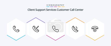 Illustration for Call 25 Line icon pack including . call. call. telephone. phone - Royalty Free Image