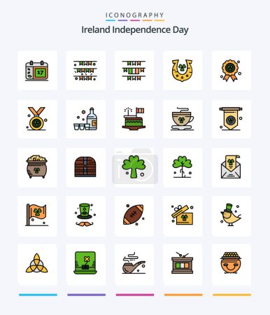 Téléchargez les illustrations : Creative Ireland Independence Day 25 Line FIlled icon pack  Such As bottle. ireland. irish. madel. luck - en licence libre de droit