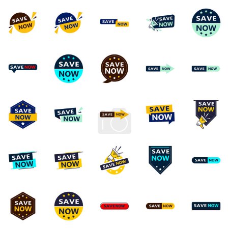 Ilustración de Save Now 25 Unique Typographic Designs to drive engagement and savings - Imagen libre de derechos
