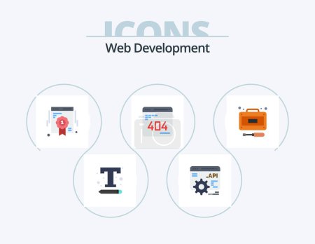 Téléchargez les illustrations : Web Development Flat Icon Pack 5 Icon Design. development. web. badge. error. develop - en licence libre de droit
