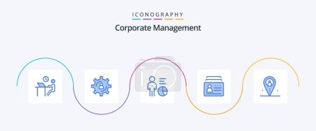Téléchargez les illustrations : Corporate Management Blue 5 Icon Pack Including document. badge. production. person. efficiency - en licence libre de droit