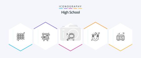 Illustration for High School 25 Line icon pack including school. learn. training. education. school - Royalty Free Image