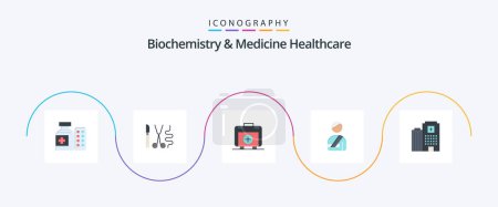 Illustration for Biochemistry And Medicine Healthcare Flat 5 Icon Pack Including madical . hospital. handbag. injured. patient - Royalty Free Image