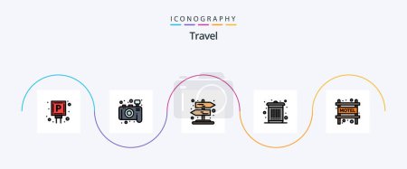 Illustration for Travel Line Filled Flat 5 Icon Pack Including . motel. rural. accommodation. garbage - Royalty Free Image