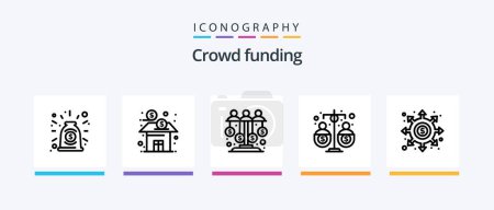Illustration for Crowdfunding Line 5 Icon Pack Including banker. funding. trade. fund. budget. Creative Icons Design - Royalty Free Image