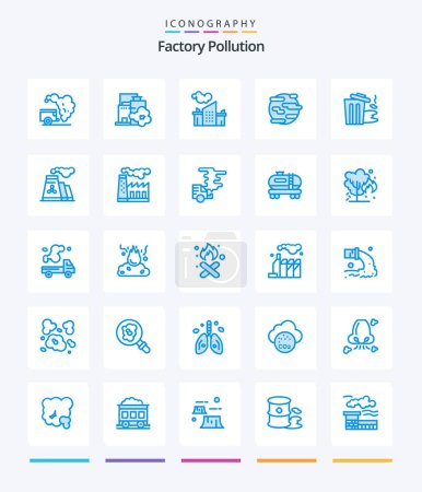 Ilustración de Fábrica creativa contaminación 25 azul icono paquete tal como fábrica. contaminación. medio ambiente. Basura. mundo - Imagen libre de derechos