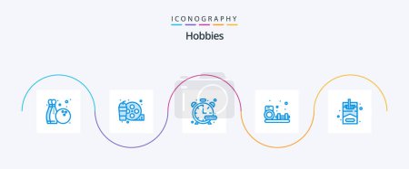 Illustration for Hobbies Blue 5 Icon Pack Including hobby. smoke. hobbies. gym. hobby - Royalty Free Image