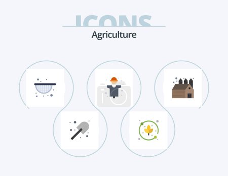 Téléchargez les illustrations : Agriculture Flat Icon Pack 5 Icon Design. storehouse. agriculture. agriculture. production. industry - en licence libre de droit