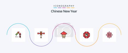 Ilustración de Chinese New Year Line Filled Flat 5 Icon Pack Including newyear. new. newyear. chinese. decoration - Imagen libre de derechos