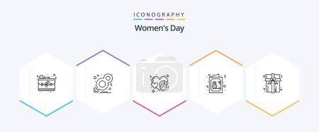 Illustration for Womens Day 25 Line icon pack including symbol. female. women. day. face - Royalty Free Image