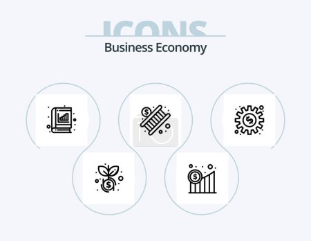 Ilustración de Economy Line Icon Pack 5 Icon Design. phone. communication. stair. call. money - Imagen libre de derechos
