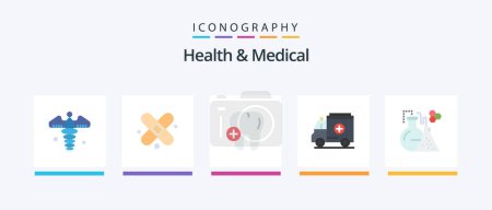 Ilustración de Salud y médico plana paquete de 5 iconos incluyendo. prueba. Médico. Laboratorio. medicina. Diseño de iconos creativos - Imagen libre de derechos