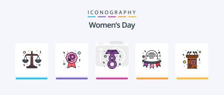 Illustration for Womens Day Line Filled 5 Icon Pack Including speech. islamic women. symbol. female. Creative Icons Design - Royalty Free Image