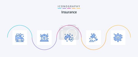 Illustration for Insurance Blue 5 Icon Pack Including service. setting. fire. law. protection - Royalty Free Image