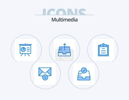Illustration for Multimedia Blue Icon Pack 5 Icon Design. . . presentation. text. clipboard - Royalty Free Image