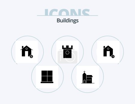 Ilustración de Edificios Glyph Icon Pack 5 Icon Design. El postre. antigua. histórico. casa. fuego - Imagen libre de derechos