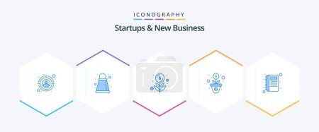 Illustration for Startups And New Business 25 Blue icon pack including record. contact book. finance. payment. grow - Royalty Free Image