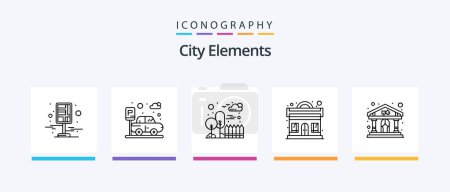 Illustration for City Elements Line 5 Icon Pack Including moon. house. park. home. parking. Creative Icons Design - Royalty Free Image