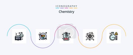 Illustration for Chemistry Line Filled Flat 5 Icon Pack Including chemistry. study. medicine. science. chemical - Royalty Free Image