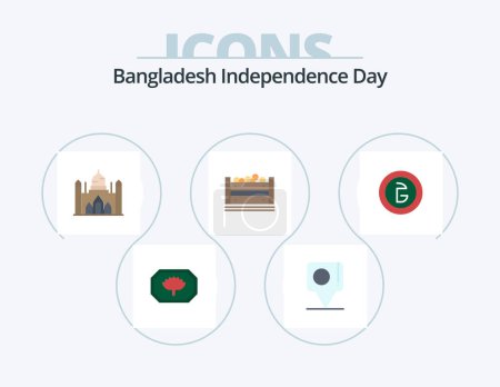 Téléchargez les illustrations : Bangladesh Independence Day Flat Icon Pack 5 Icon Design. monnaie. au bangladesh. au bangladesh. bangla. produits alimentaires - en licence libre de droit