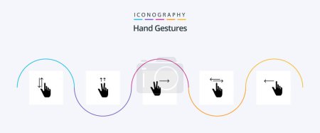Téléchargez les illustrations : Les gestes de la main Glyphe 5 Icône Pack Y compris les gestes. D'accord. doigts. à gauche. gestes - en licence libre de droit