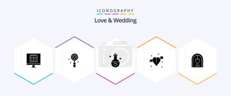 Ilustración de Love And Wedding 25 Glyph icon pack including heart. break. search. valentine. passion - Imagen libre de derechos